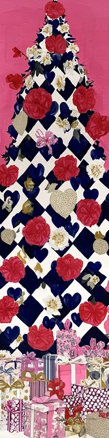 Free printable Christmas bookmarks of a black diamond styled Christmas tree